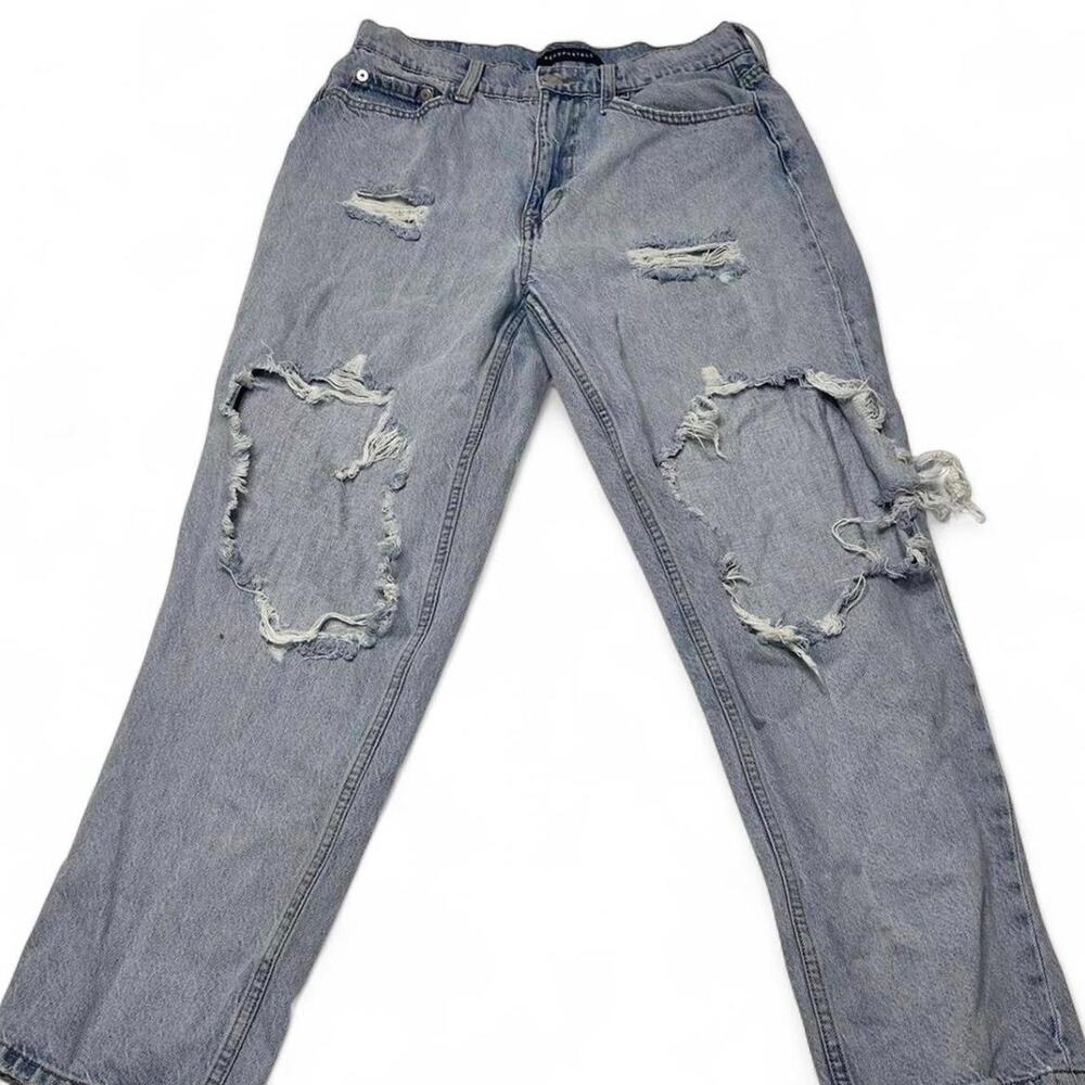Aeropostale light blue thick curvy mom jeans intentional ripped details size 6